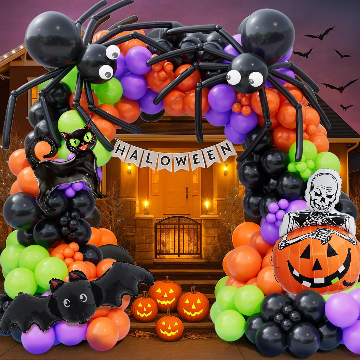 Balloon Arch Kit - 173-delige Halloween Ballonnenboogset met zwarte, oranje,