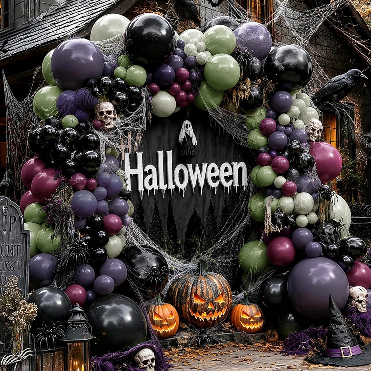 Zwart Paars Groen Halloween Sp - Balloon Arch Kit recensie en prijs